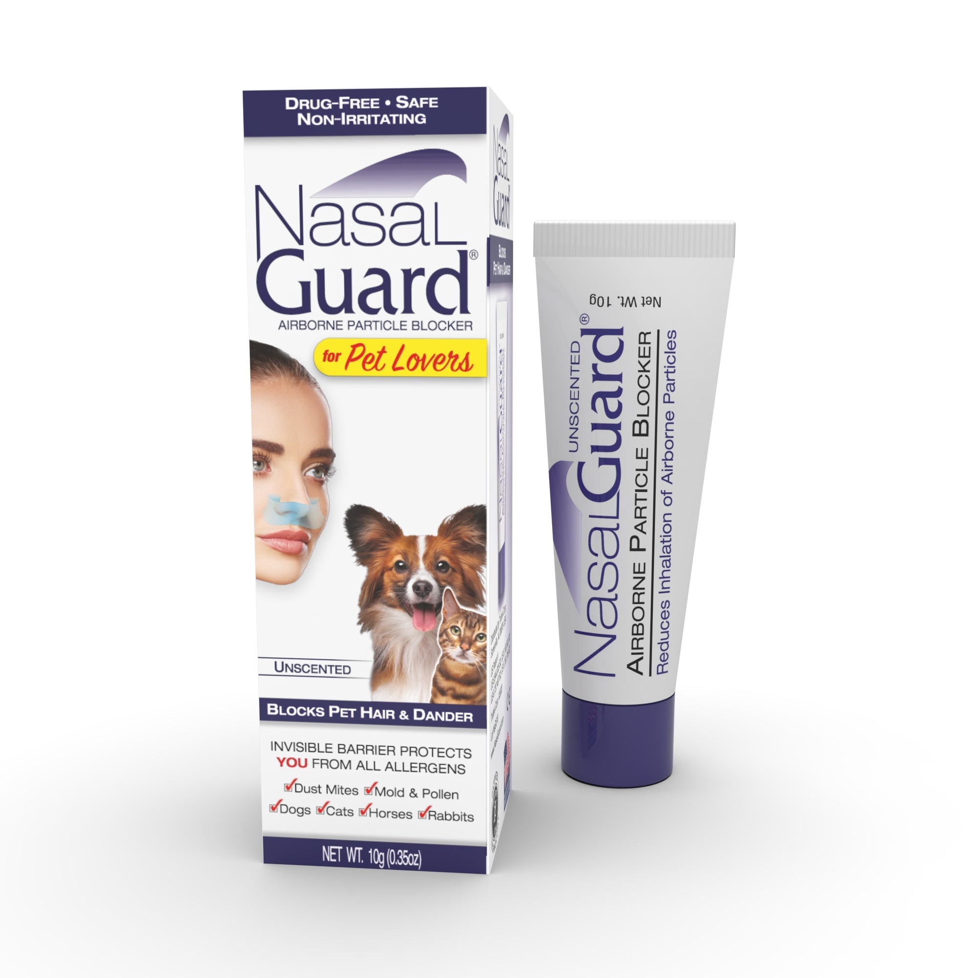 NasalGuard For Pet Lovers | Blocks Pet Hair & Dander | Unscented | 10g Tube